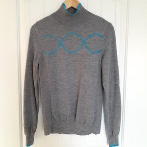 Athleta Momentum Wool Blend Cycling Mock Neck Embroidered Sweater Gray Size S